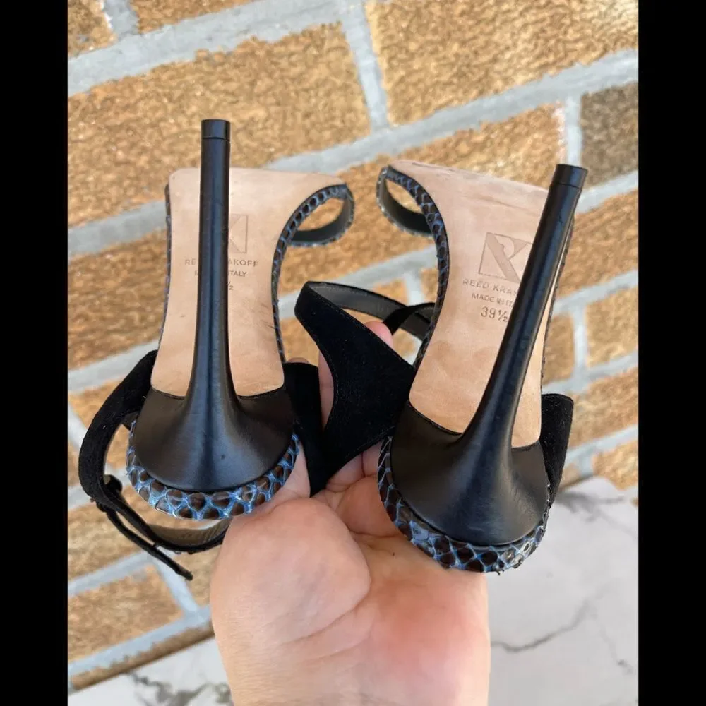 Reed Krakoff Snake and Suede Harness Sandal 391/2